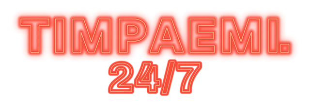 TIMPAEMI 24/7 neon logo, transparent background